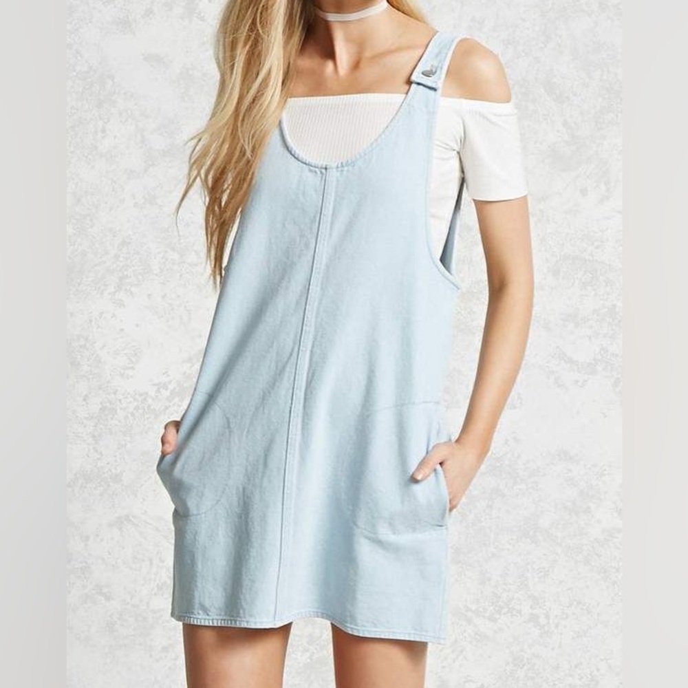 Forever 21 Light Denim Overall Pinafore Dress